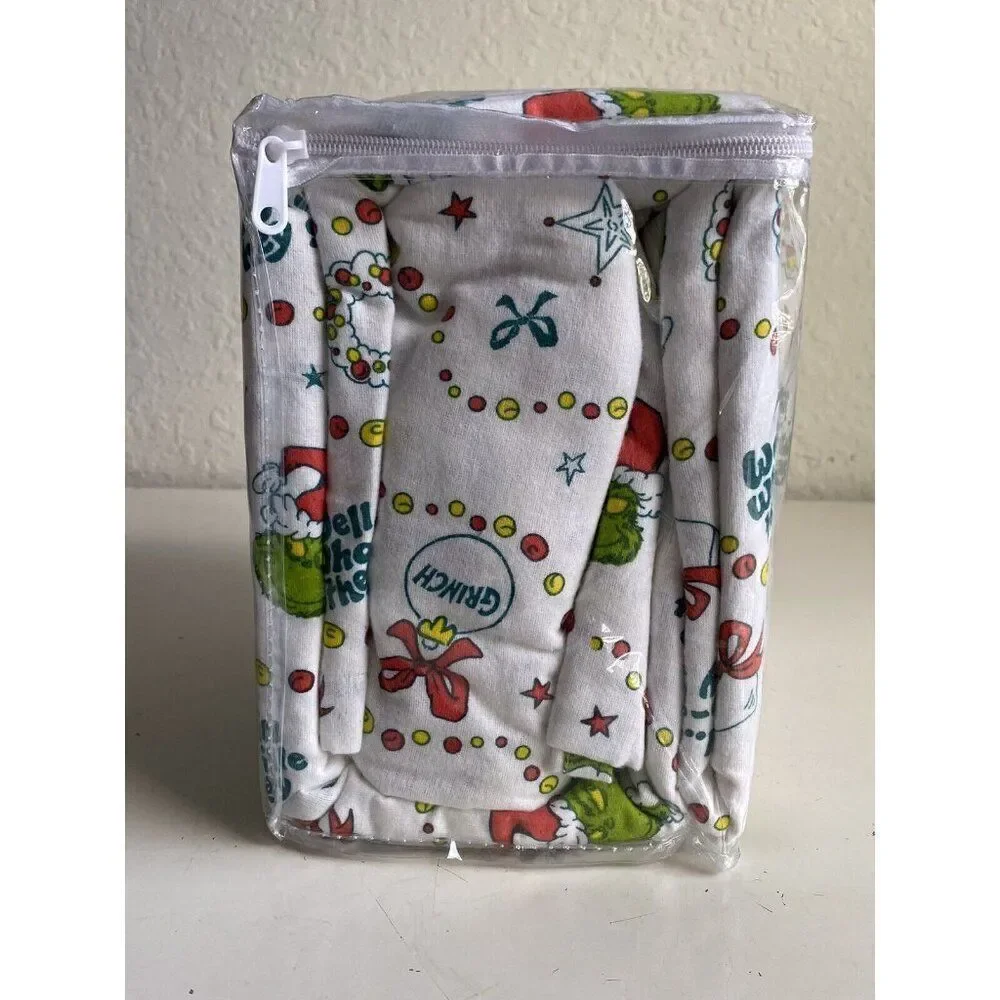 4 Pc Dr. Seuss The Grinch QUEEN Size Cotton Flannel Sheet Set Christmas Soft NEW